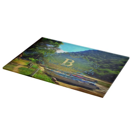 Mismaloya-Boote am Fluss 0350 Schneidebrett (Ecke)