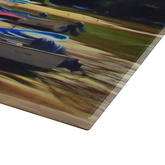 Mismaloya-Boote am Fluss 0350 Schneidebrett (Ecke)