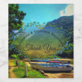 Mismaloya-Boote am Fluss 0350 Weinetikett (Einzelnes Label)