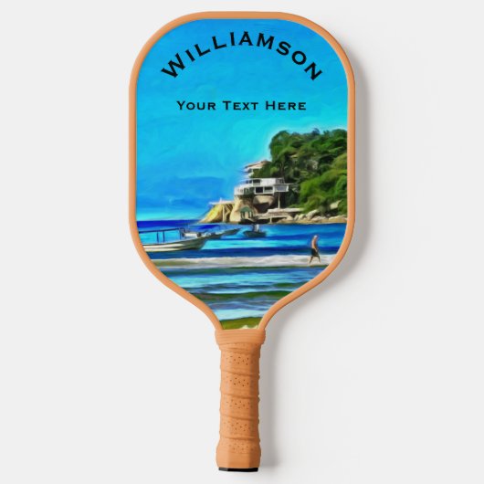 Mismaloya Fischerboote 0346 Pickleball Schläger (Rückseite)