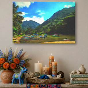 Mismaloya Fluss Fischerboote Tropical 0344 Kunst Leinwanddruck
