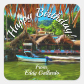 Mismaloya River Birthday 0331 Quadratischer Aufkleber (Vorderseite)