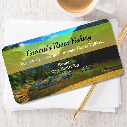 Mismaloya River Fishing Boats 0344 Anschrift Adressaufkleber