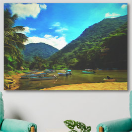 Mismaloya River Fishing Boats 0344 Art Leinwanddruck