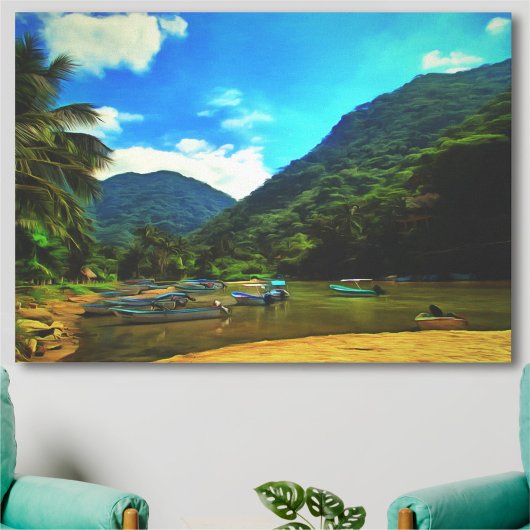 Mismaloya River Fishing Boats 0344 Art Leinwanddruck