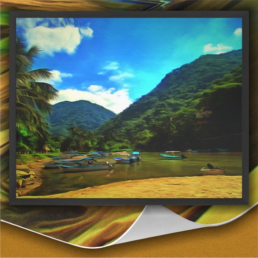 Mismaloya River Fishing Boats 0344 Art Print Poster