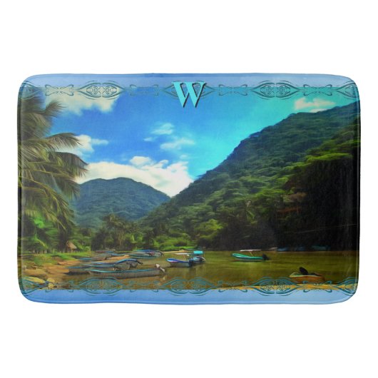 Mismaloya River Fishing Boats 0344 Badematte (Vorderseite)