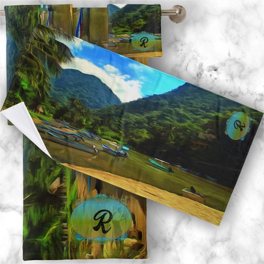 Mismaloya River Fishing Boats 0344 Badhandtuch Set