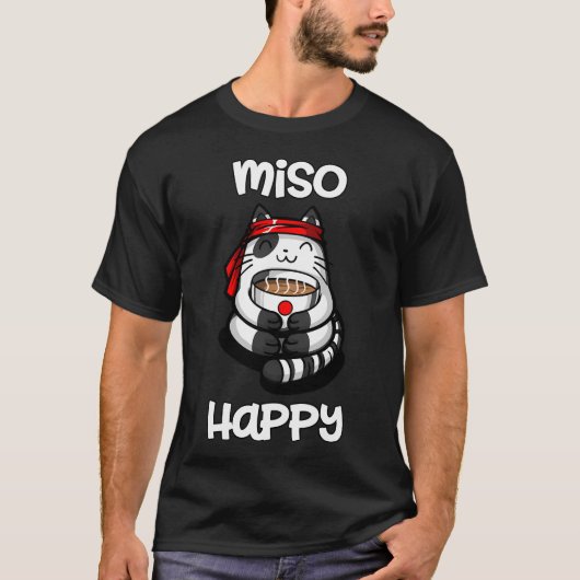 Miso Happy Cat Sushi T-Shirt (Vorderseite)