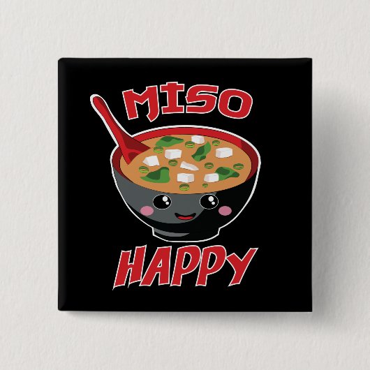 Miso Happy Funny Food Kawaii Button (Vorderseite)