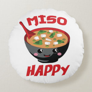 Miso Happy Funny Food Kawaii Rundes Kissen