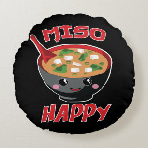 Miso Happy Funny Food Kawaii Rundes Kissen