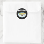 Miso Happy Funny Soup Pun Dark BG Runder Aufkleber (Tasche)
