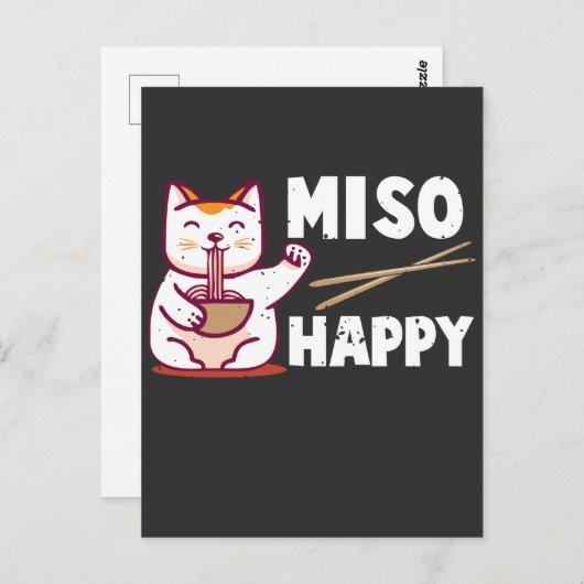 Miso Happy Japanisch Cat Lover Ramen Pun Postkarte (Vorne/Hinten)
