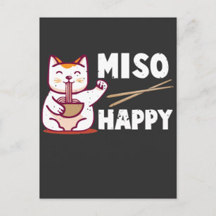 Miso Happy Japanisch Cat Lover Ramen Pun Postkarte