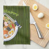 Miso Happy - Kawaii Ramen Cats Geschirrtuch (Viertel Falte)