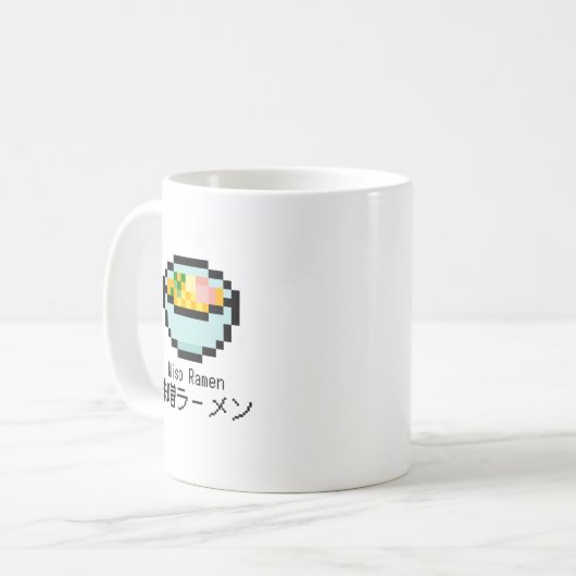 Miso Ramen Retro Pixel Art Kaffeetasse (Vorderseite Links)