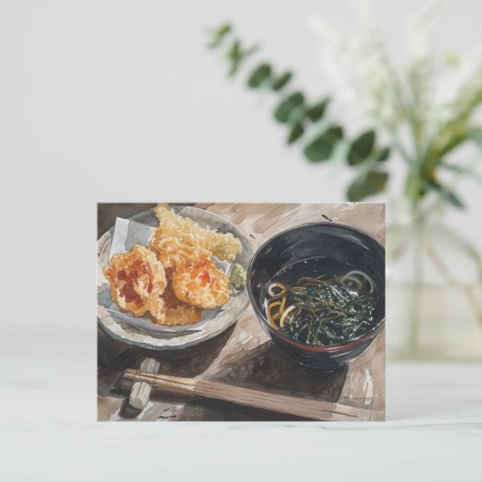 Miso Soup und Tempura Postkarte (Stehend Vorderseite)