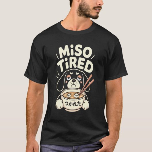 Miso Tired Funny Dog Ramen T-Shirt, Cute Japanese  T-Shirt (Vorderseite)