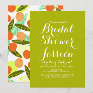 Mispelfrucht-Muster-Bridal-Shower-Pfirsich Einladung