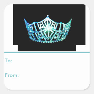 Miss America Aqua Crown Peel & Stick Geschenktaste Quadratischer Aufkleber