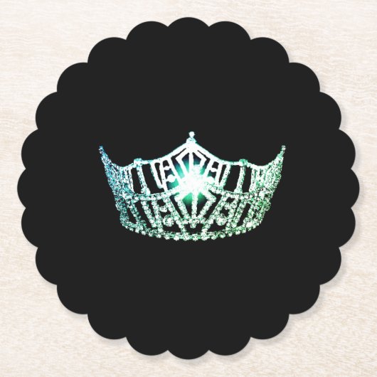 Miss America Aqua Crown Sclpd Paper Untersetzer (Vorderseite)