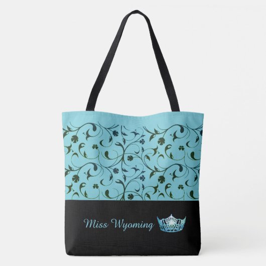 Miss America Aqua Crown Tote Beutel Grüne Blätter Tasche (Rückseite)