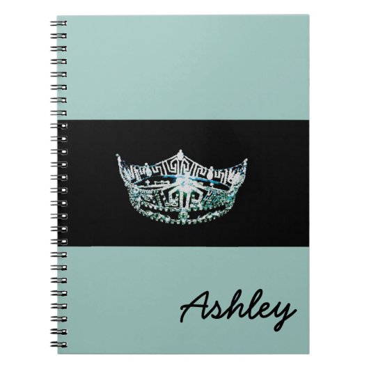 Miss America Aquamarin Crown Custom Aqua Notebook Notizblock (Vorderseite)