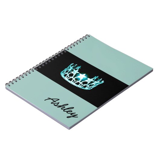 Miss America Aquamarin Crown Custom Aqua Notebook Notizblock (Linke Seite)