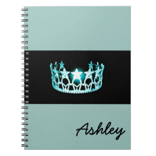 Miss America Aquamarin Crown Custom Aqua Notebook Notizblock