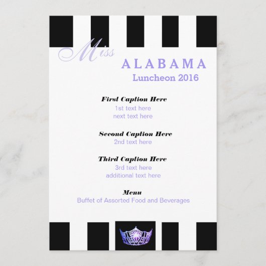 Miss America Black Strip Luncheon Programmkarte Menükarte (Vorderseite)