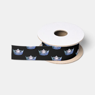 Miss America Blue Crown Satin Ribbon Satinband