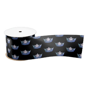Miss America Blue Crown Satin Ribbon Satinband