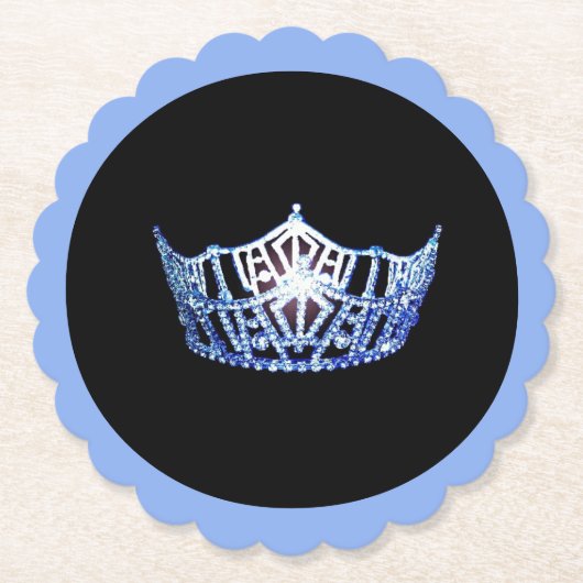 Miss America Blue Crown Scalloped Paper Untersetze Untersetzer (Vorderseite)