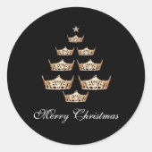 Miss America Crown Christmas Tree Runder Aufkleber (Vorderseite)