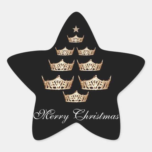 Miss America Crown Christmas Tree Sticker-Star Stern-Aufkleber (Vorderseite)