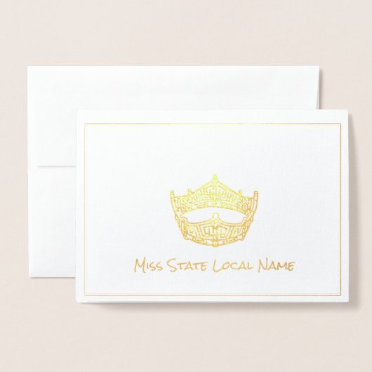 Miss America Crown Gold Foil Danke Karte (Vorderseite mit Umschlag)