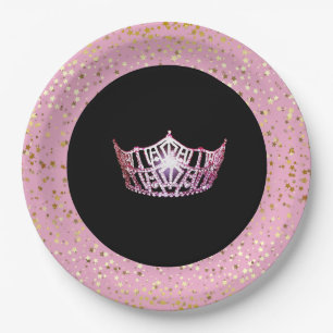 Miss America Crown Paper Tellers-Golden Stars PInk Pappteller