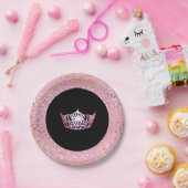 Miss America Crown Paper Tellers-Golden Stars PInk Pappteller (Party)