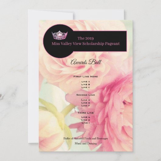 Miss America Crown Peonies Awards Ball Programm (Vorderseite)