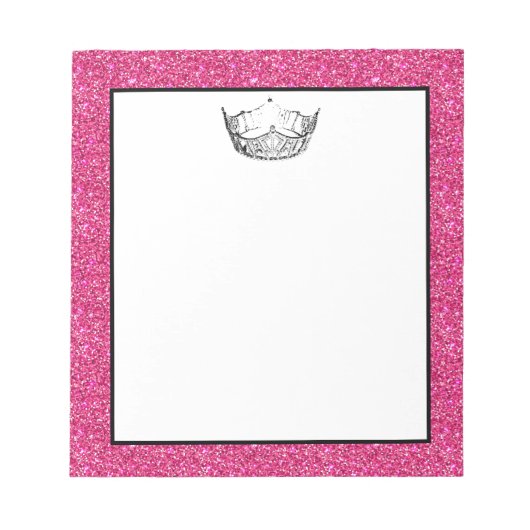 Miss America Crown Pink Glitzer Notepad Notizblock (Vorderseite)