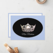 Miss America Flat Note Card Silver Crown/Baby Blue Mitteilungskarte (Vorderseite/Rückseite Beispiel)