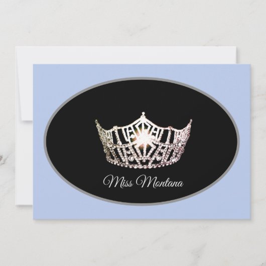 Miss America Flat Note Card Silver Crown/Baby Blue Mitteilungskarte (Vorderseite)