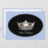 Miss America Flat Note Card Silver Crown/Baby Blue Mitteilungskarte (Vorne/Hinten)
