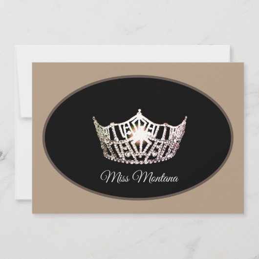 Miss America Flat Note Card Silver Crown/Beige Mitteilungskarte (Vorderseite)