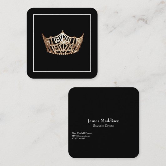 Miss America Gold Crown Business Cards Quadratische Visitenkarte (Vorne/Hinten)