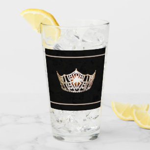 Miss America Gold Crown Glass Glas