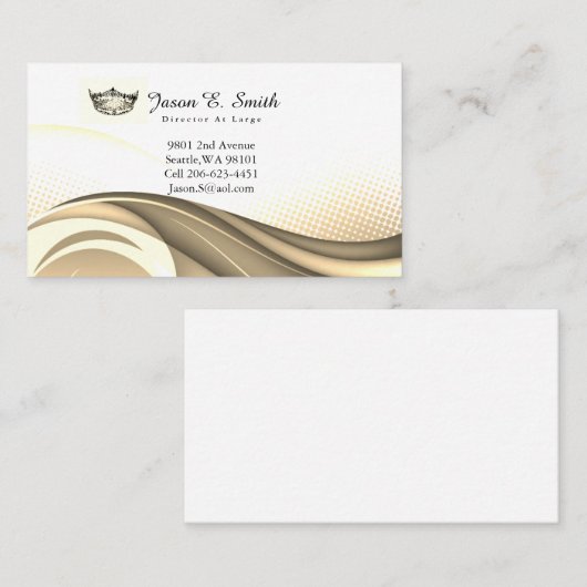 Miss America Gold Crown Ocean Wave Business Card Telefonnummerkarte (Vorne/Hinten)