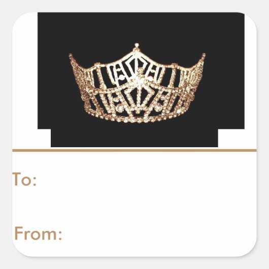 Miss America Gold Crown Peel & Stick Geschenktaste Quadratischer Aufkleber (Vorderseite)
