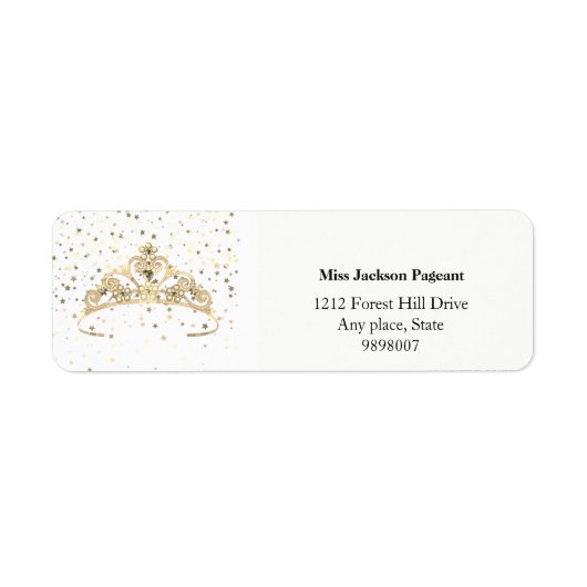 Miss America Gold Tiara Stars Crown Address Labels (Vorne)